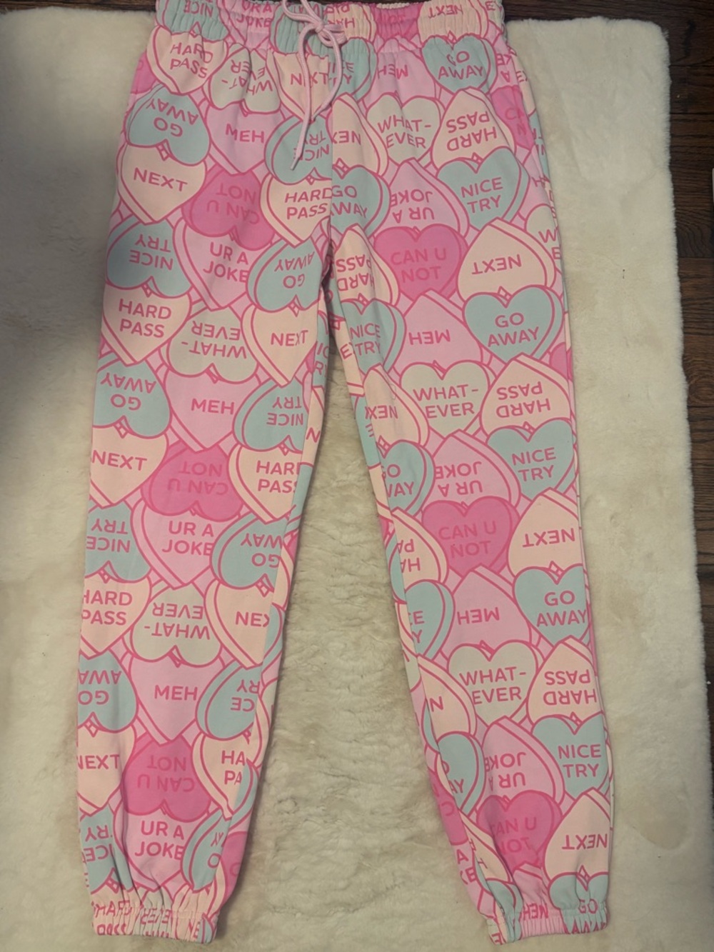 Pink Pastel Heart-Print Joggers